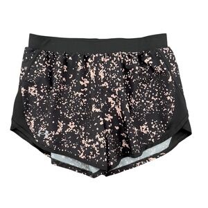 Under Armour Heatgear Loose Black Pink Splatter Athletic Shorts Womens M